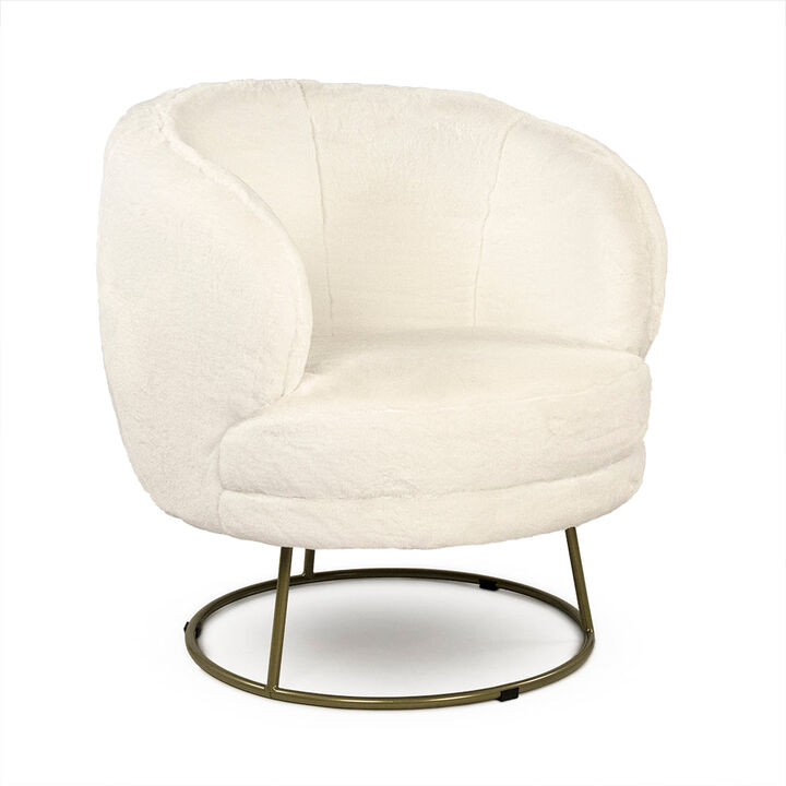 White Faux Fur Tub Chair