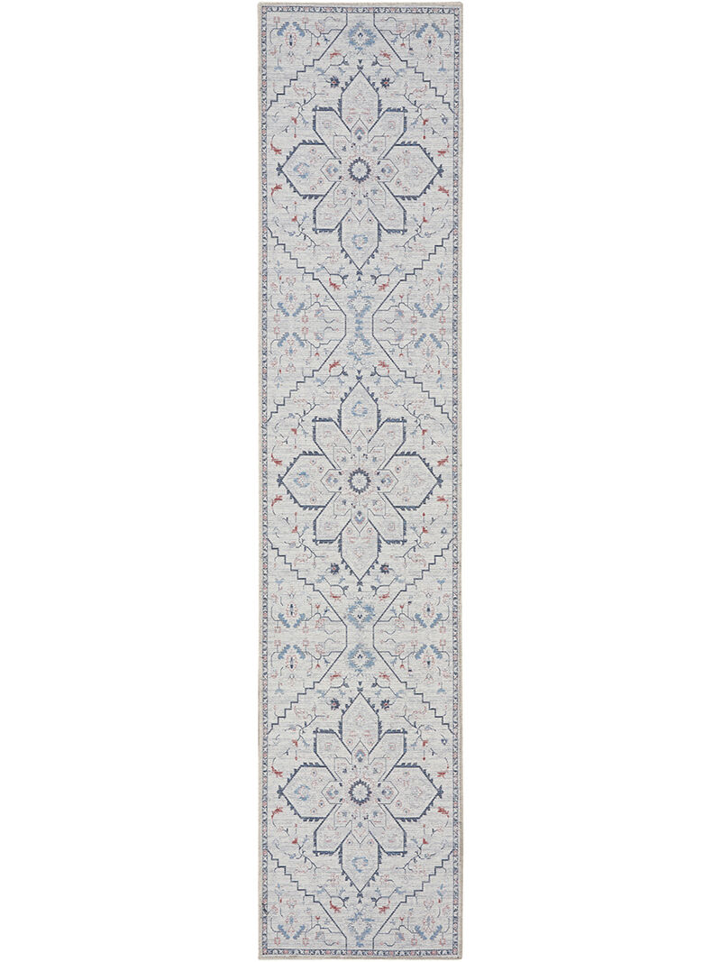 Machine Washable Series 1 SR110 Ivory/Blue 2' x 6' Rug