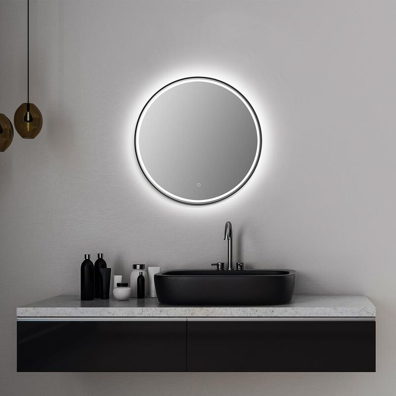 Altair Framed in Matt Black Modern Bathroom/Vanity LED Lighted Wall Mirror