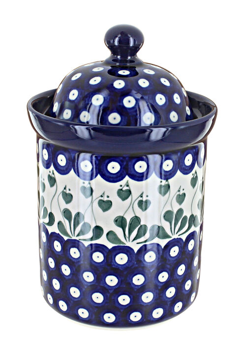 Blue Rose Polish Pottery Mardi Gras Small Canister