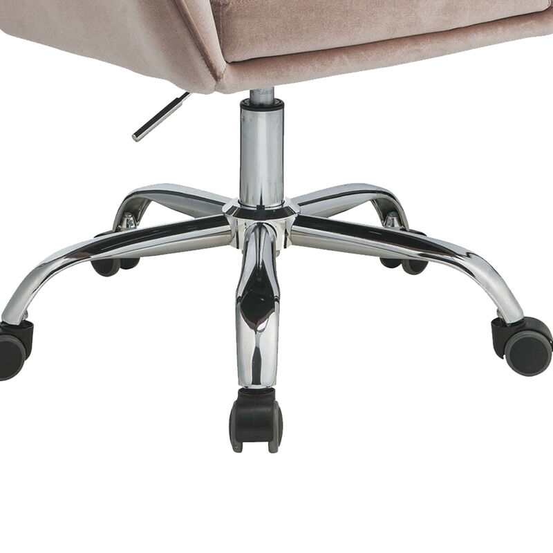 ACME  Eimer Office Chair - Peach Velvet & Chrome - 34-37 x 27 x 22 in.
