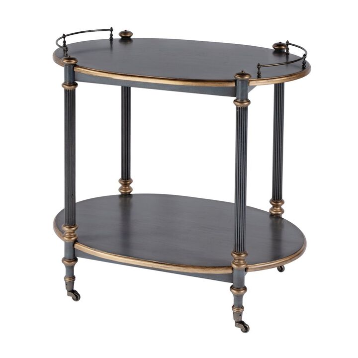 Butler Specialty 31 in. W Rectangular Wood 2 Tier Bar/Serving Cart on Casters, Pastel
