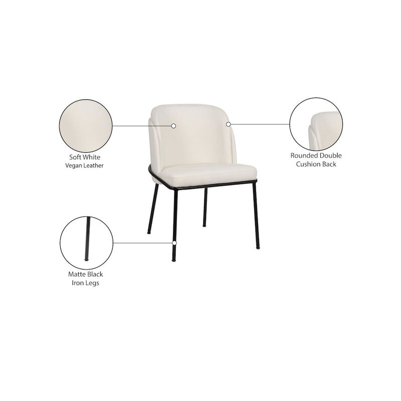 Meridian Furniture Jagger White Vegan Leather Dining Chair, Set of 2
