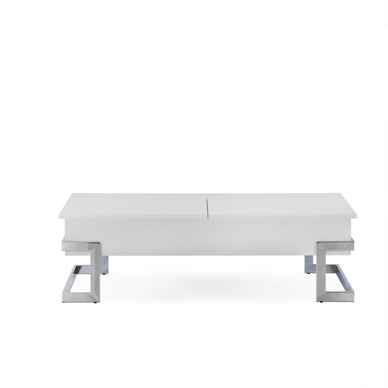 Wooden Coffee Table With Lift Top Storage Space, White image number 0