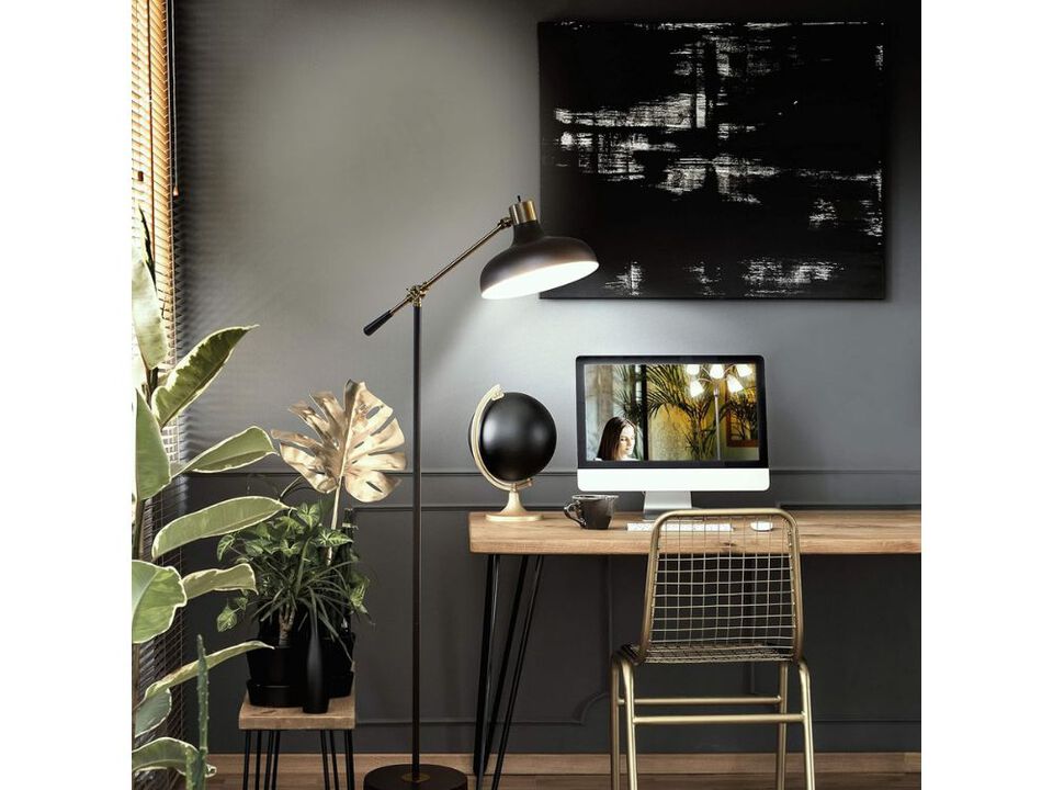 Industrial LED Floor Lamp with Adjustable Head for Living Room Bedroom