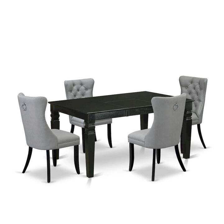 5 Piece Dining Table Set Contains a Rectangle Wooden Table with Butterfly Leaf