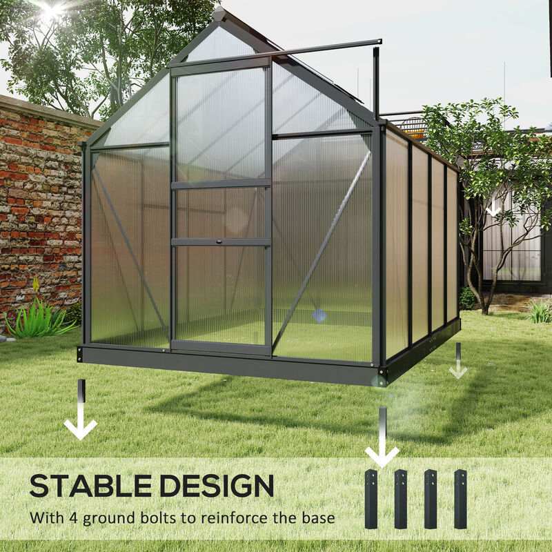 Hivvago 6.2' x 8.3' Walk-in Polycarbonate Greenhouse Kit image number 5