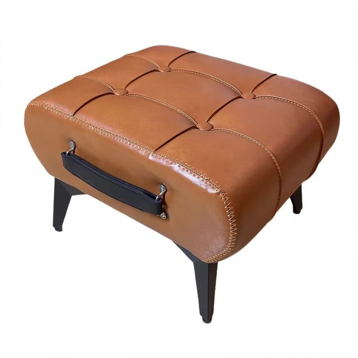 Vintage Button-Tufted Ottoman Footstool