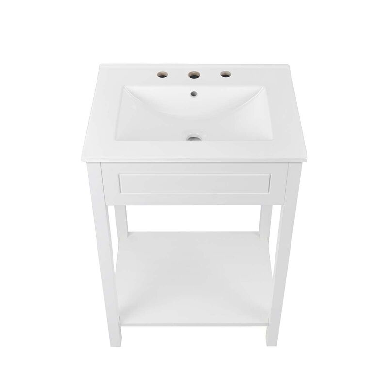 Modway Altura 24" MDF Ceramic and Particleboard Bathroom Vanity in White image number 3