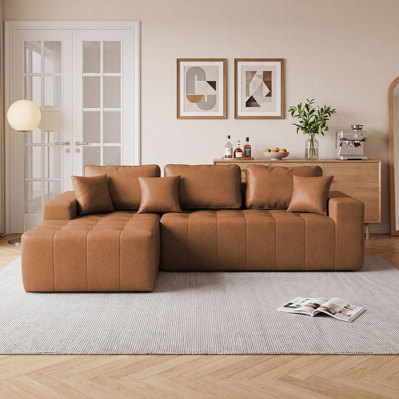 Lubcle Faux Leather Compression Sofa image number 2
