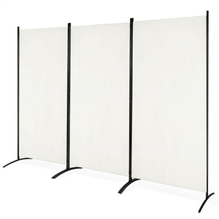 Industrial 3-Panel Folding Room Divider – Sturdy Privacy Screen with Metal Base
