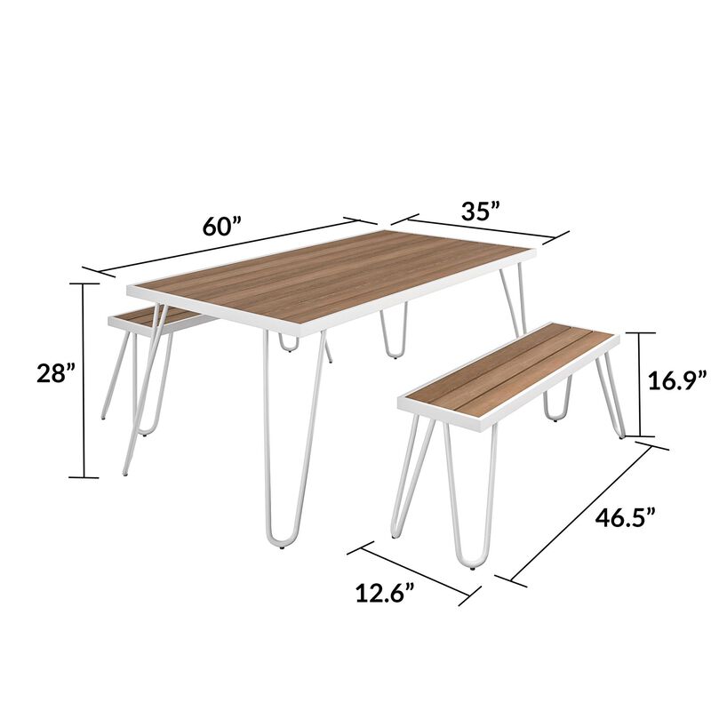 Paulette Outdoor/Indoor Table and Bench Set