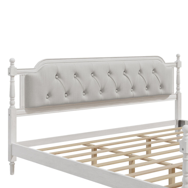 Merax Traditional Style Platform Bed Frame with Tufted Headboard