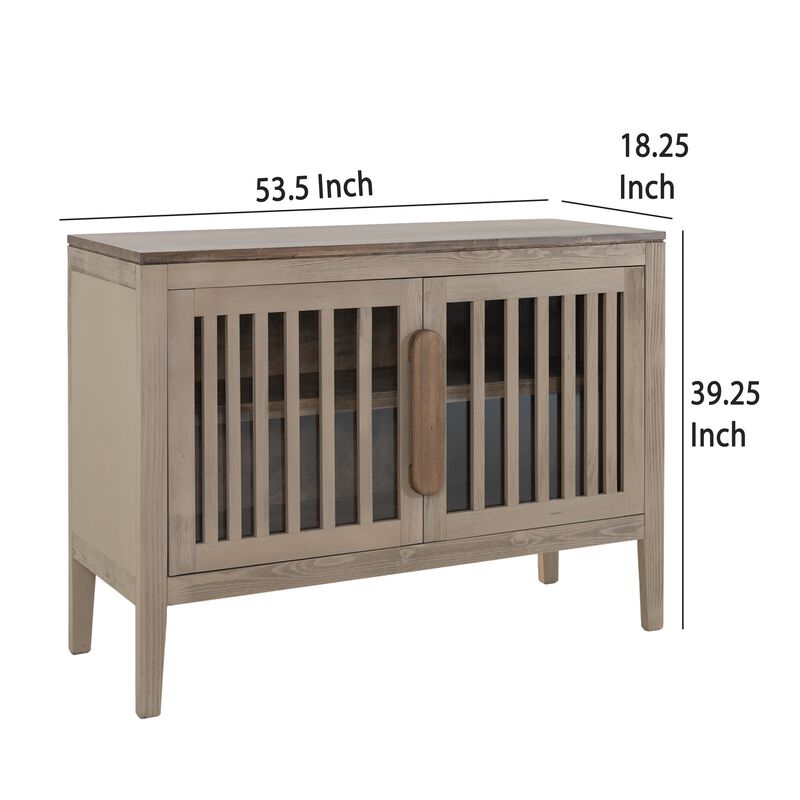Maltie Sideboard Console Cabinet, 2 Doors, Sand Brown Wood, 54 Inch - Benzara