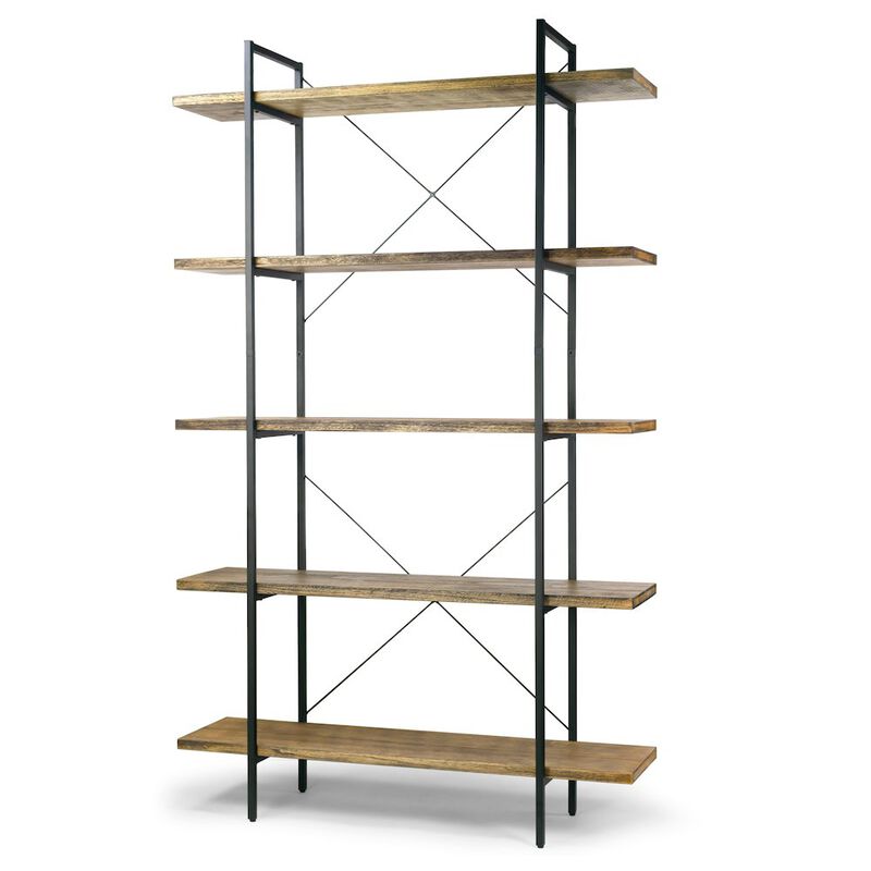 Glamour Home Amrit 84.5&rdquo; Wood Shelf Metal Frame Etagere Bookcase Five-shelf Media Center