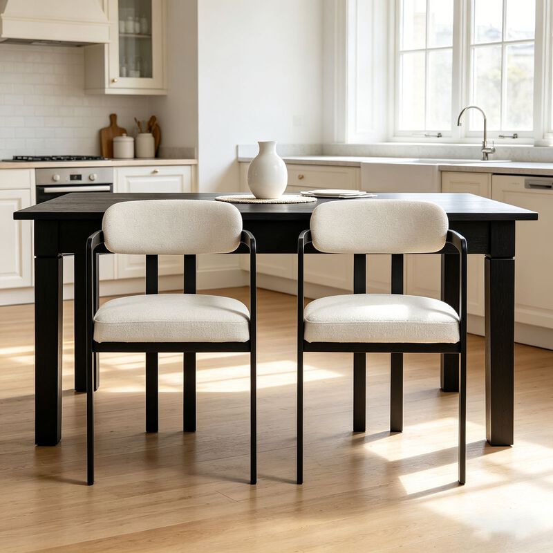 Envelor Mid-Century Modern Chenille Upholstered Dining Chair with Black Metal Legs, Set of 2 image number 1