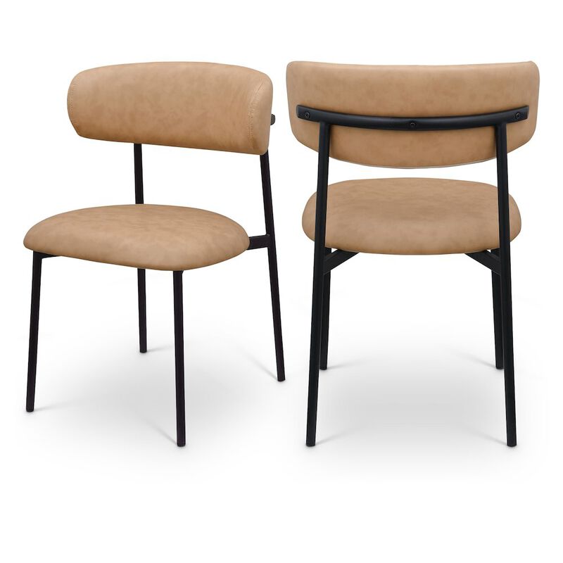 Meridian Furniture Lupita Tan Vegan Leather Dining Chair, Set of 2