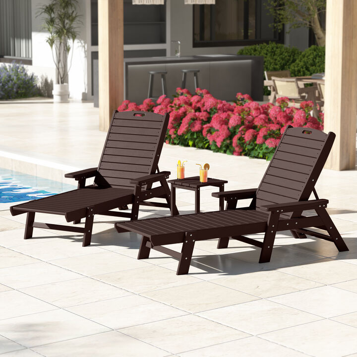 WestinTrends Poly Reclining Chaise Lounge Set With Table