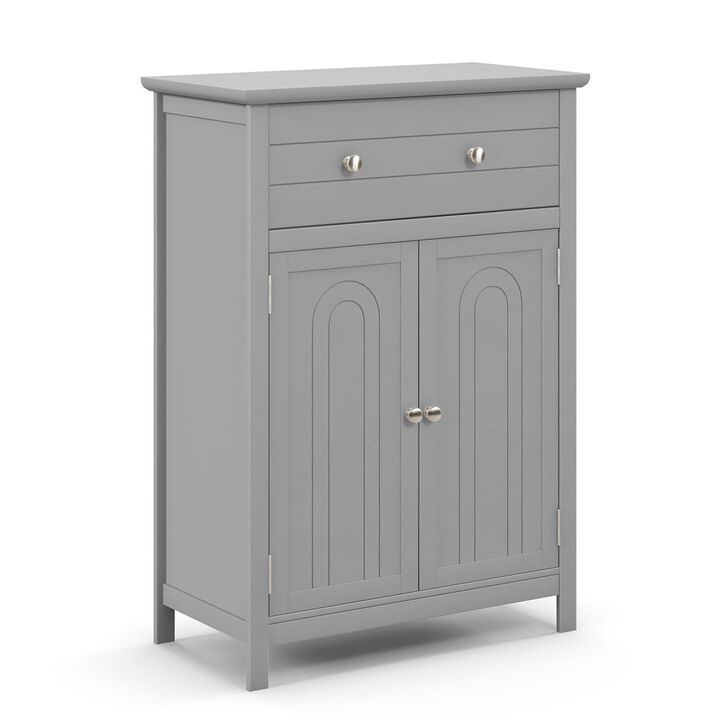 Wooden Bathroom Floor Cabinet with Drawer and Adjustable Shelf