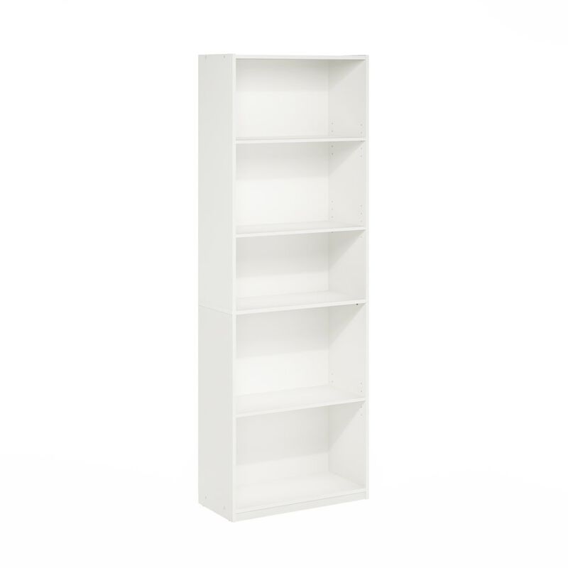 Gehry 5-Tier Bookcase, Bookshelf with Adjustable Shelves, White