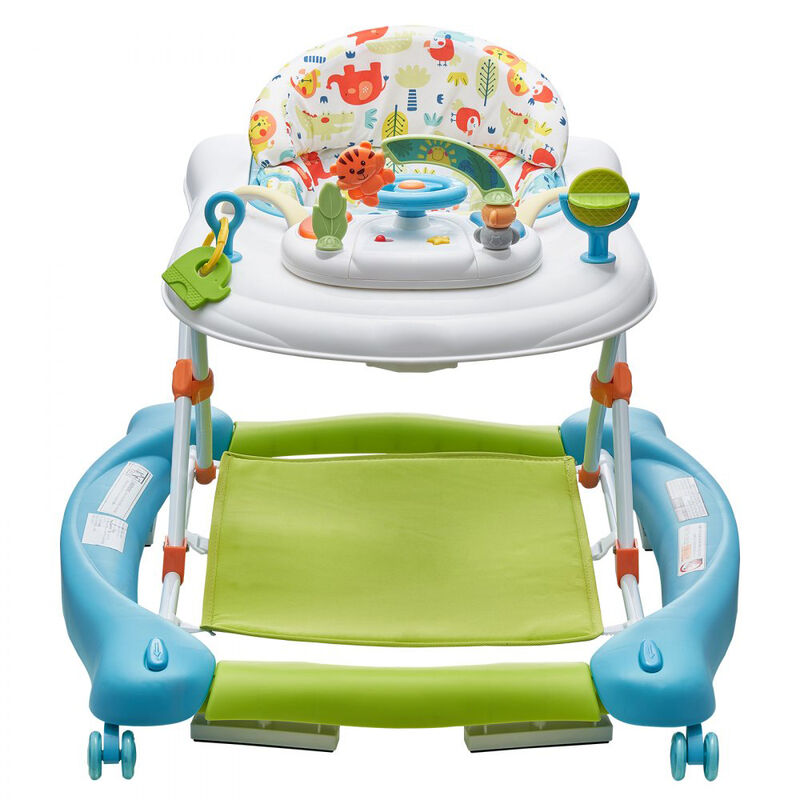 Foldable Baby Activity Walker with Wheels, Toys, Music, and 3-Height Adjustment image number 0