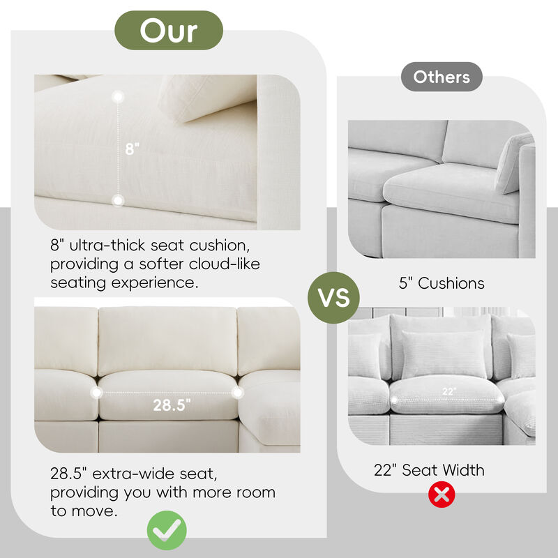 Merax Chenille 6-Piece Modular Sectional Sofa with Movable Ottoman image number 5