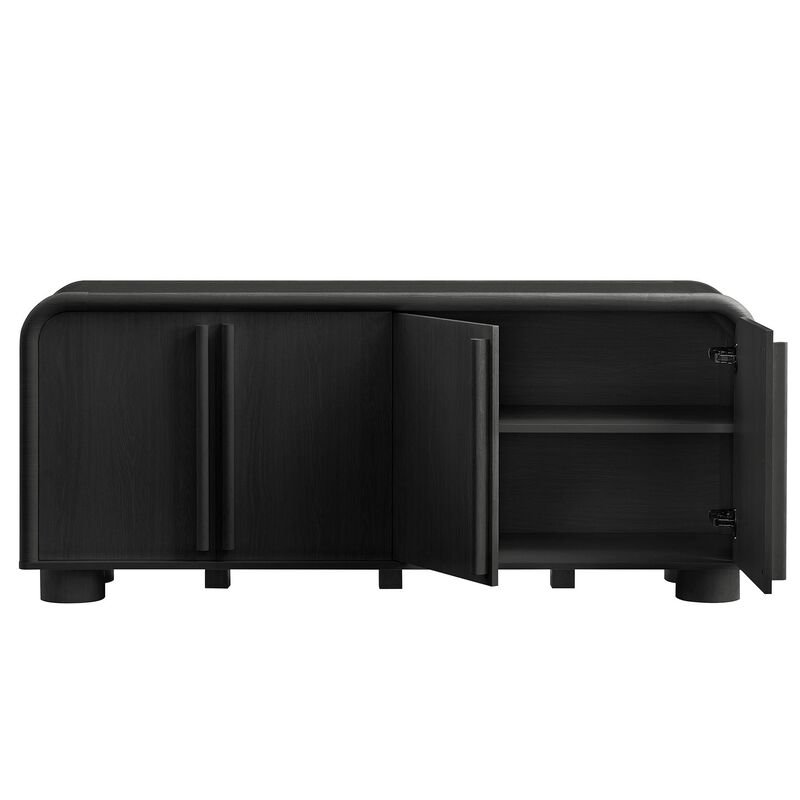 Modway Bellamy 63 Inch Curved Sideboard Cabinet with Storage in Black Oak &ndash; Modern Buffet Cabinet with 4 Soft-Close Doors and Adjustable Shelves image number 7