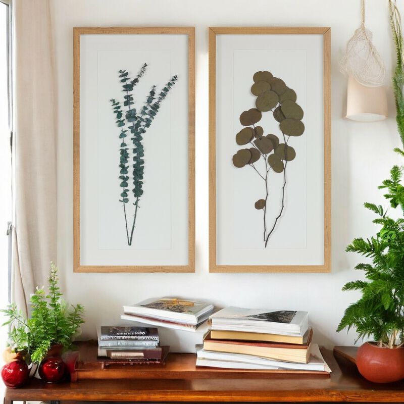 Framed Foliage Decorative Wall Art for Home or Nature-Inspired Decor (Set of 2)