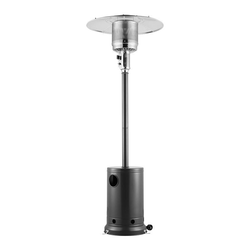 Hammered Propane Patio Heater &ndash; Tall Outdoor Gas Heater with Table for Patio, Porch, and Backyard Use