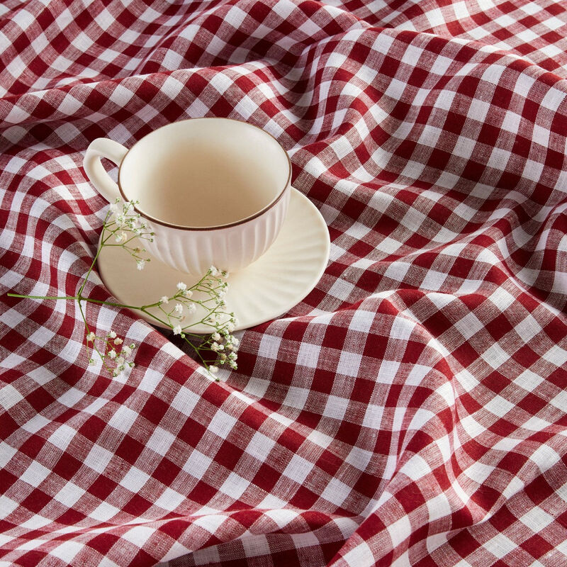 Solino Home Gingham Check 100% Linen Tablecloth &ndash; Handcrafted, Machine Washable, Perfect for Holiday and Everyday Dining