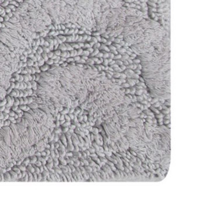 Knightsbridge Link Bath Rug Cotton Non Skid Back - 20x30", Silver