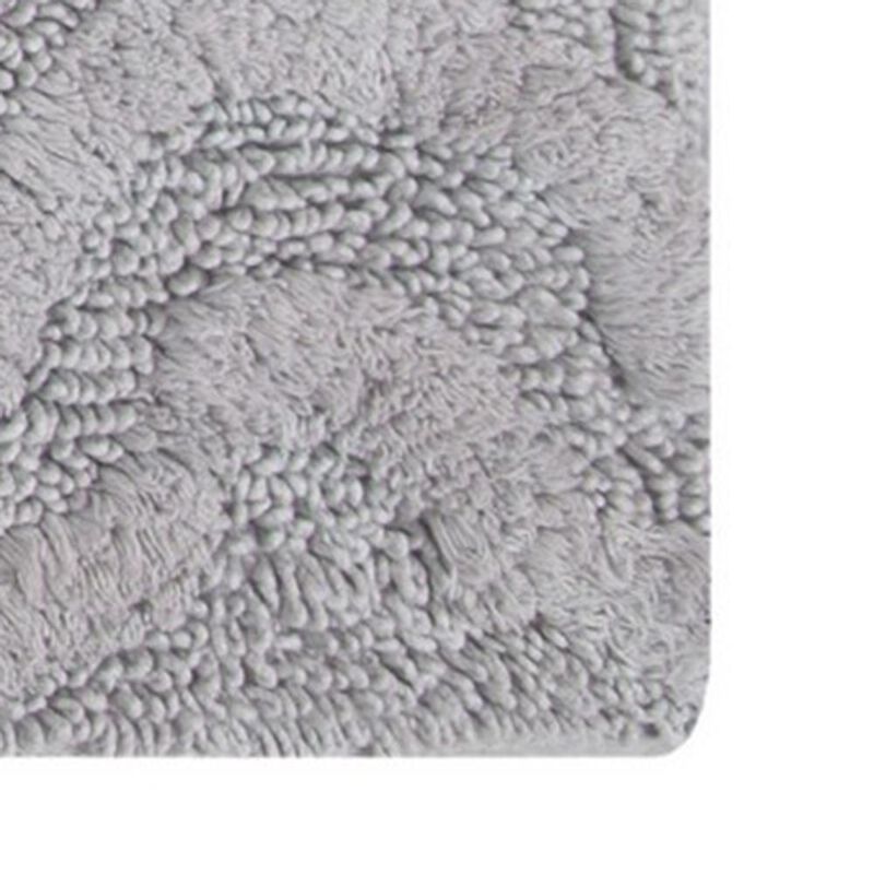 Knightsbridge Link Bath Rug Cotton Non Skid Back - 20x30", Silver