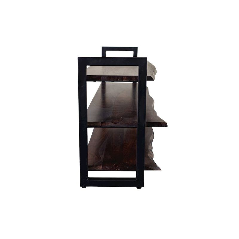 Porter Designs Manzanita Live Edge Solid Sheesham Wood TV Stand, Gray