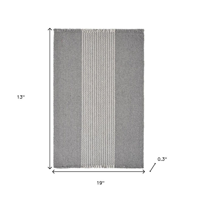HomeRoots 19" Set of Four Gray And White Striped Cotton Placemats image number 3
