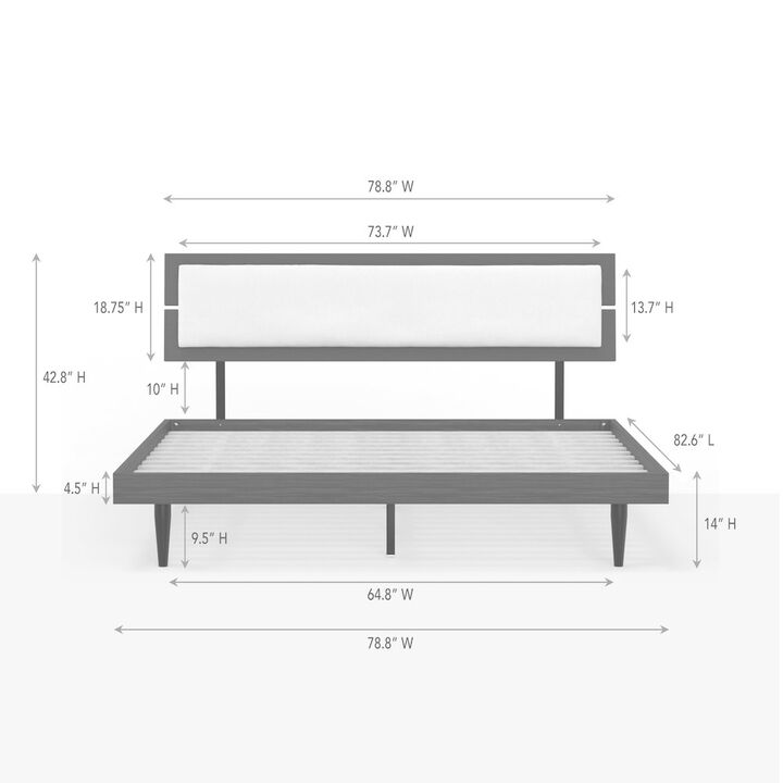 Comfort Pointe Benoni King Wooden Bed with Taupe Cushion White