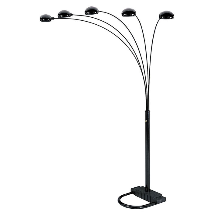 Hivvago 84" Black Five Light Arc Floor Lamp With Black Dome Shade