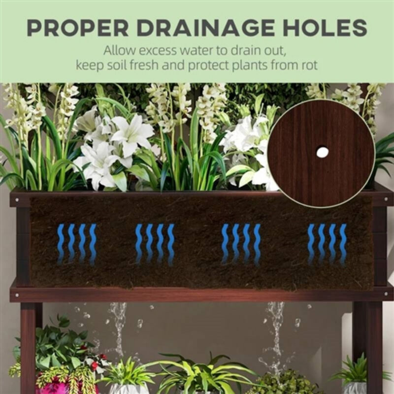 Elevated Fir Wood Raised Garden Bed with Decorative Climbing Trellis