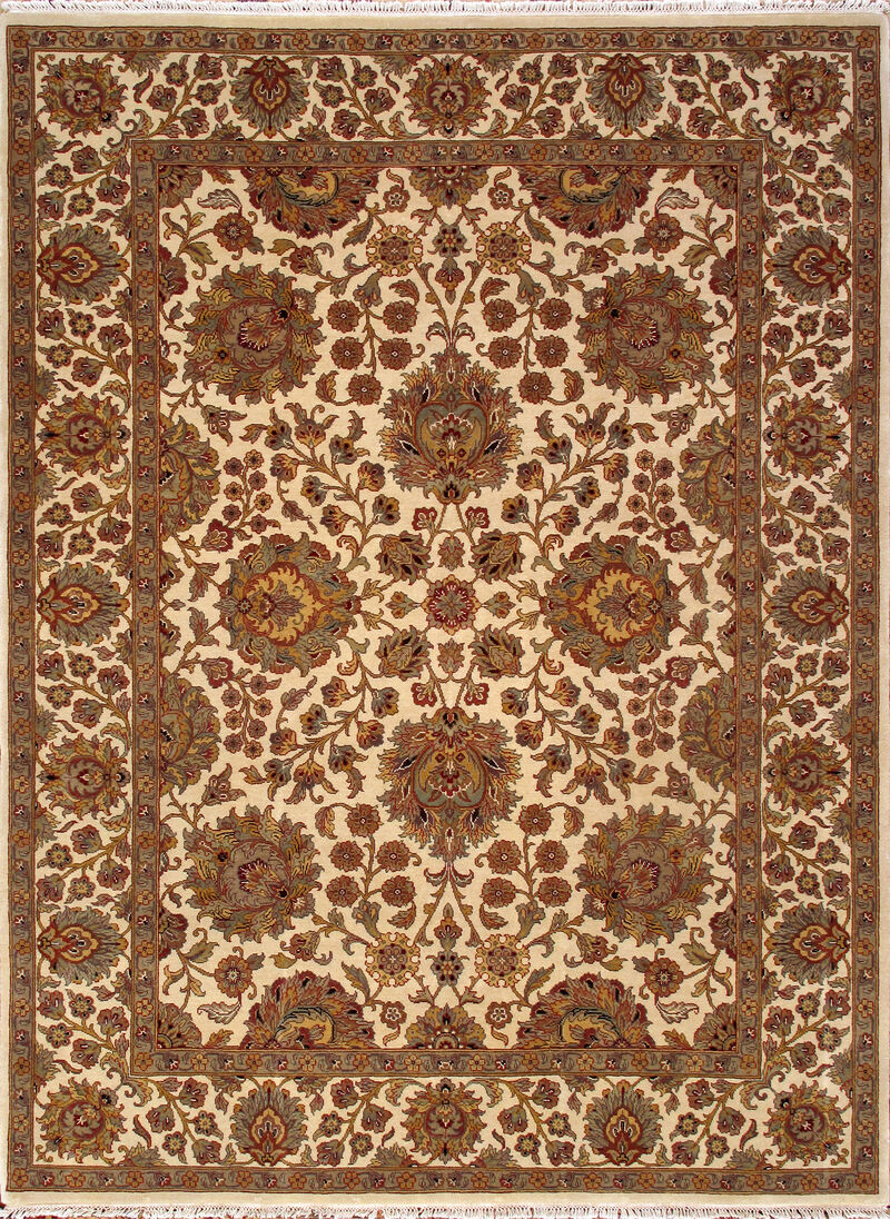 Pasargad Home Agra Hand Knotted Lamb's Wool Area Rug- 8'11" X 12' 0", Ivory image number 0