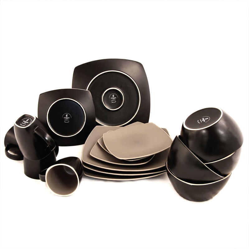 Gibson Soho Lounge Matte 16-Piece Dinnerware Set, Taupe
