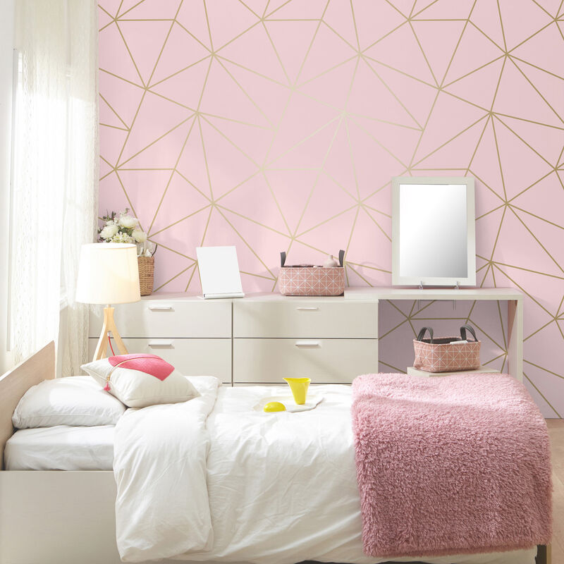 Metallic Geo Pink Triangles Wallpaper image number 1