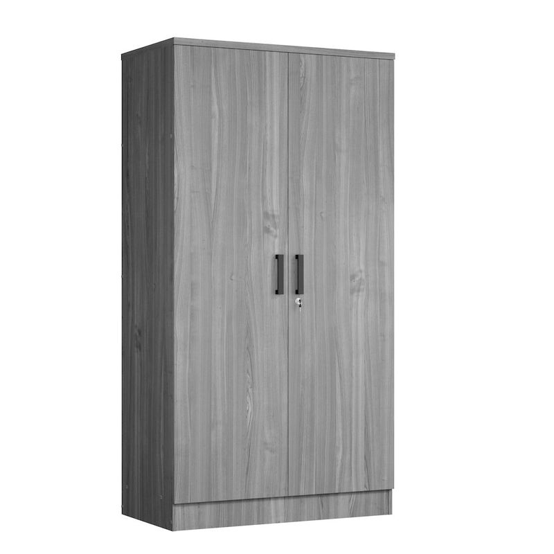 Better Home Products Harmony Wood Two Door Armoire Wardrobe Cabinet in Gray