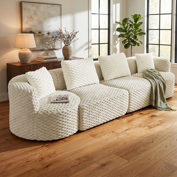 Merax Modular Sofa with Deep Seating & Bubble Velvet Upholstery &ndash; Freely Configurable Sections