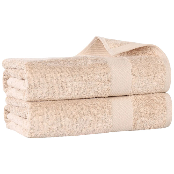 2-Piece Egyptian Cotton Bath Sheet Set &ndash; Luxury Soft & Thick Towels with Border