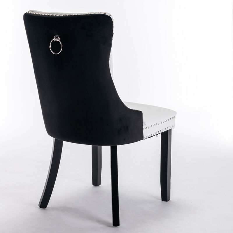 Streamdale Contemporary PU & Velvet Dining Chair Set image number 4