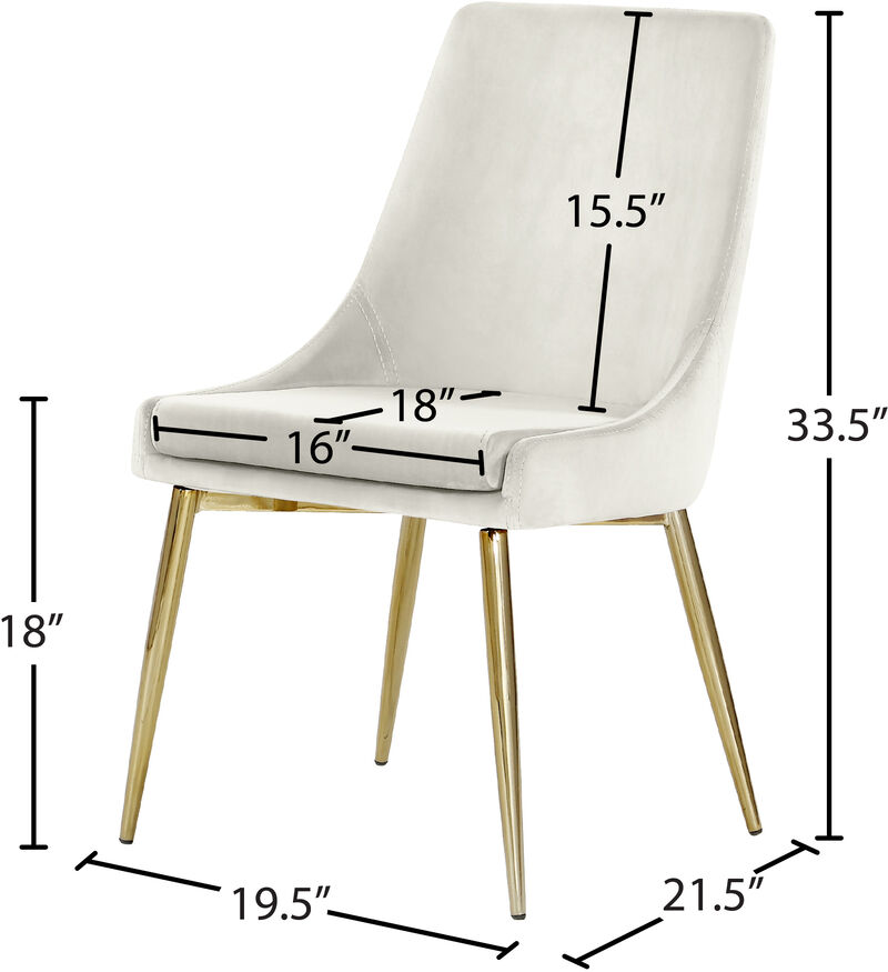 Meridian Furniture Karina Cream Velvet Dining Chair, Set of 2