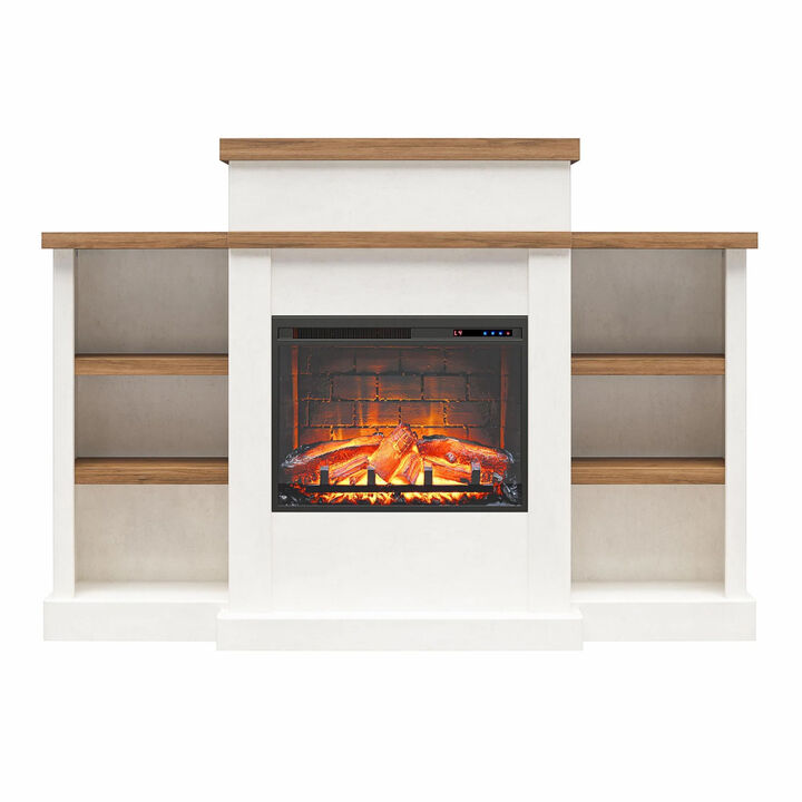 Gateswood Electric Fireplace with Mantel and Bookcase