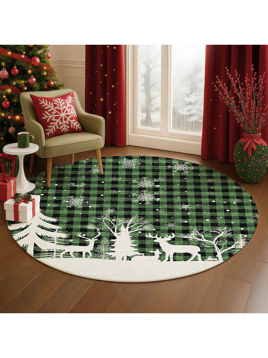 Merry & Bright MY26 Green 8' Round Rug