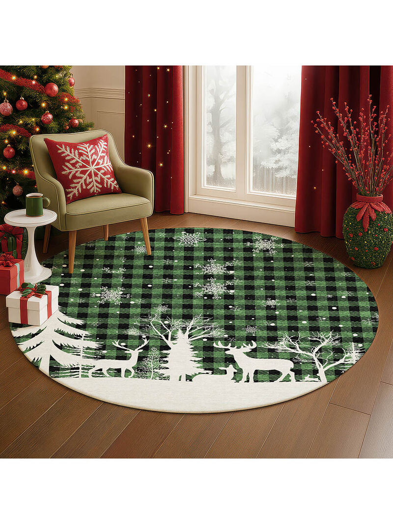 Merry & Bright MY26 Green 8' Round Rug