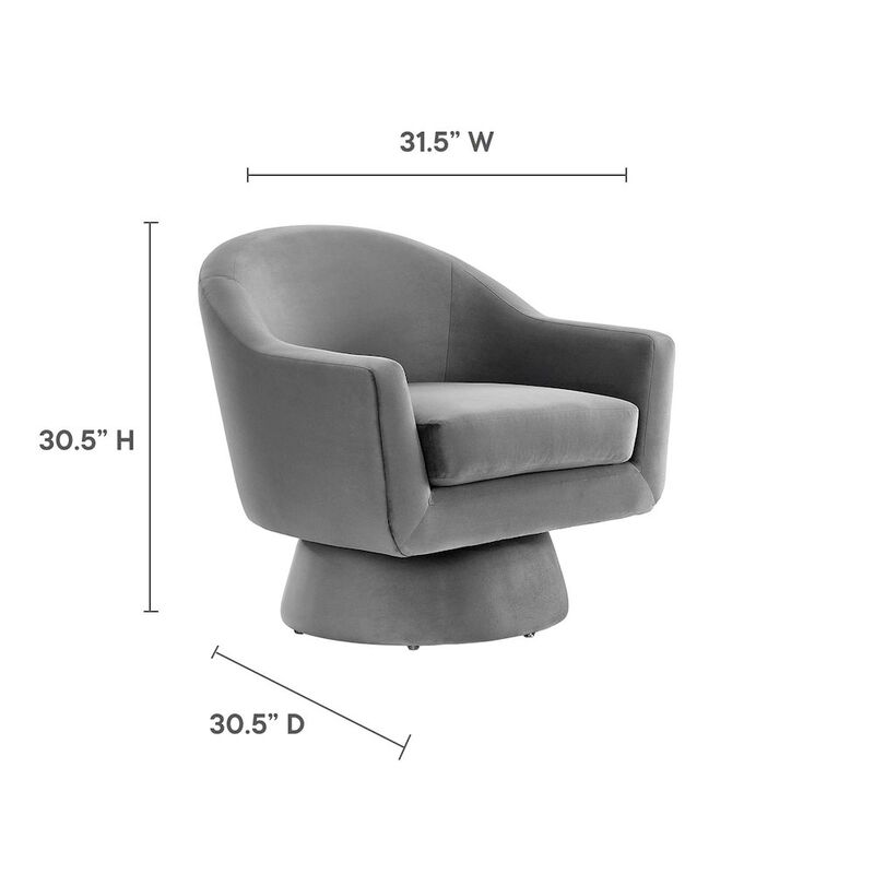 Astral Performance Velvet Fabric and Wood Swivel Chair image number 2
