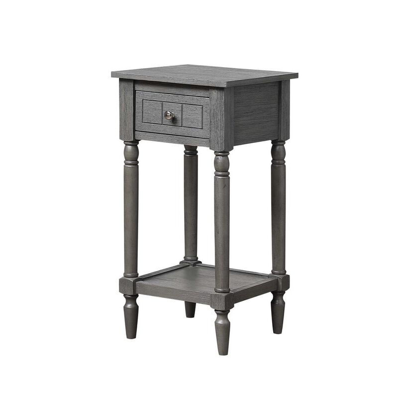 Convenience Concepts French Country Khloe 1 Drawer Accent Table with Shelf Wirebrush Dark Gray